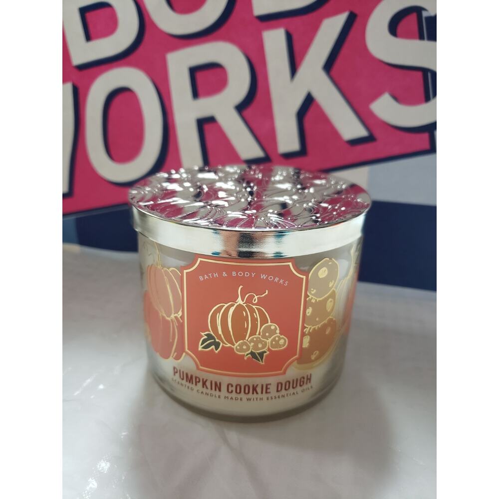 BBW Pumpkin Cookie Dough Large 3 Wick Candle Holiday Home Fragrance Decor
